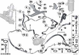Hidrolik direksiyon-Yağ hatları diagram for BMW X5 E70 LCI 35iX