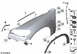 Ön çamurluk diagram for BMW X5 E70 LCI 35dX