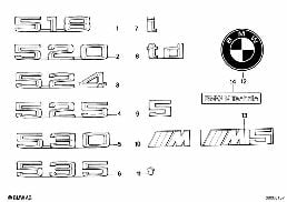 EMBLEMS / LETTERINGS diagram for BMW 5 Series E34 M5 3.8