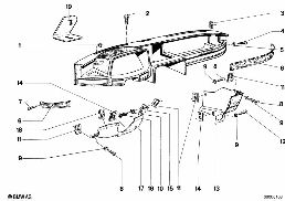 Habillage tableau de bord inferieur diagram for BMW 5 Series E12 520
