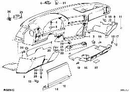 Bekleding instrumentenpaneel diagram for BMW 3 Series E30 320i