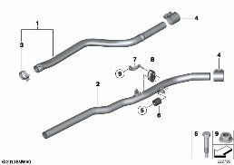 Silencieux avant diagram for BMW 5 Series F10 LCI 520d