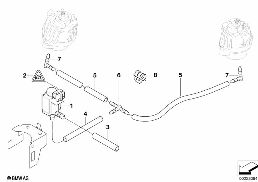 Vakuumstyrt motorfäste diagram for BMW 3 Series E90 LCI 318d