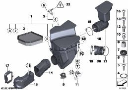 Silencieux d'admission/Filtre/HFM diagram for BMW 5 Series F18 520Li
