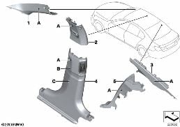 INDI. A, B, C-PILLAR TRIM COVERS diagram for BMW 7 Series F02 LCI 730Ld