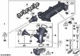 INTAKE MANIFOLD AGR WITH FLAP CONTROL diagram for BMW 3 Series F30 318d