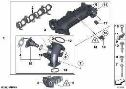 INTAKE MANIFOLD AGR WITHOUT FLAP CONTROL diagram for BMW 3 Series F30 318d