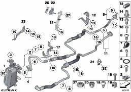 Värmeväxlare/växellådsoljekylarledning diagram for BMW 5 Series F10 550iX