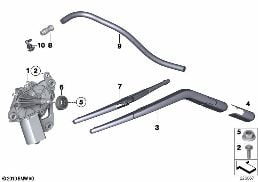 Einzelteile Heckscheibenwischanlage diagram for BMW MINI Clubman R55 Coop.S JCW