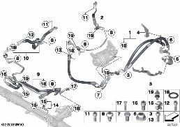 Hydrolenkung Ölleitungen/Dynamic Drive diagram for BMW 7 Series F01 740dX
