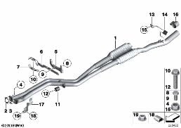Silencieux avant diagram for BMW 5 Series F18 520Li