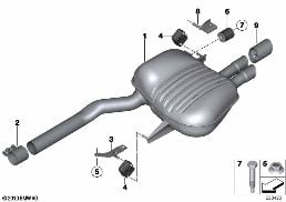 système d'échappement arrière diagram for BMW 5 Series F18 520Li