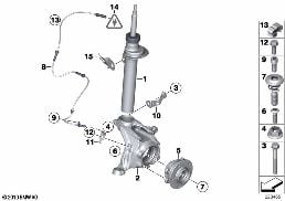 FRONT SPRING STRUT/CARRIER/WHEEL BEARING diagram for BMW X3 F25 35iX