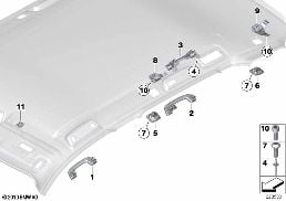 Aanbouwdelen hemelbekleding diagram for BMW X3 F25 28iX