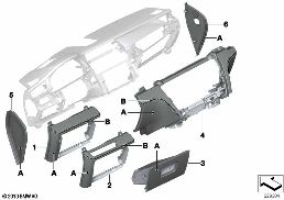 INDI. I-PANEL, MOUNTED PARTS, LOWER diagram for BMW 7 Series F02 LCI 730Ld
