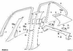 INTERIOR TRIM LATERAL diagram for BMW 5 Series E34 M5 3.8