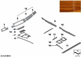 INDI. WOOD 'SATIN WALNUT HONIGBRAUN' diagram for BMW 7 Series F02 LCI 730Ld