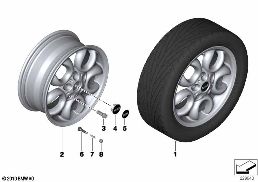 MINI LM Rad 5 Hole Circular Spoke 123 diagram for BMW MINI Paceman R61 Cooper