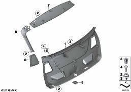 Bekled.kofferdeksel diagram for BMW X3 F25 28iX