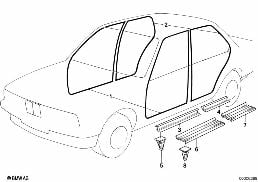 Kantenschutz/Blenden Einstiege diagram for BMW 7 Series E32 750iL