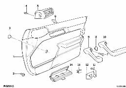 DOOR TRIM PANEL, FRONT diagram for BMW 5 Series E34 M5 3.8
