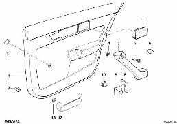 DOOR TRIM, REAR diagram for BMW 5 Series E34 M5 3.8