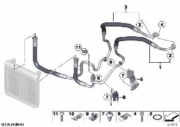 Tubaz. radiatore olio motore diagram for BMW 5 Series F11 535iX