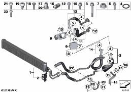 Radiatore olio cambio/Tub.radiat.olio diagram for BMW 5 Series F11 535iX