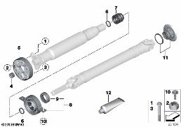 HARDY COUPLINGS/CENTER BEARING/INNER NUT diagram for BMW X3 F25 35iX
