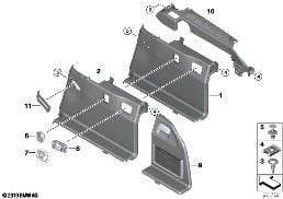 RIGHT TRUNK TRIM diagram for BMW 5 Series F11 550i