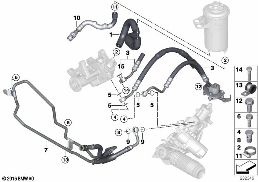 Hydraulické řízení-olejová vedení diagram for BMW X6 E71 35dX