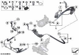 HYDRAULIC STEERING LINES/ADAPTIVE DRIVE diagram for BMW X6 E71 30dX