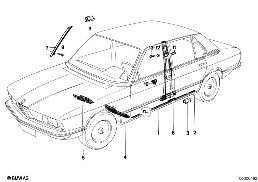 Caches et revetements lateraux diagram for BMW 5 Series E12 520