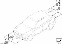 PARK DISTANCE CONTROL (PDC) diagram for BMW X6 E71 35iX
