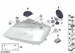 INDIVIDUAL PARTS FOR HEADLAMP, HALOGEN diagram for BMW X3 F25 20iX