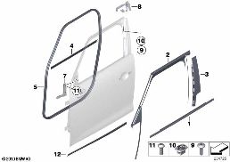 TRIM AND SEALS FOR DOOR, FRONT