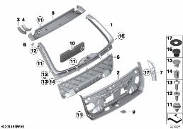 TRUNK LID TRIM PANEL diagram for BMW 5 Series F11 550i