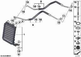 Chladič motor.oleje/vedení olej.chladiče diagram for BMW X3 F25 35iX