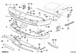 Bekleding bumper voor diagram for BMW 8 Series E31 850Ci