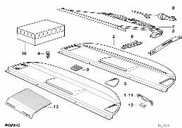Bewaarvak/jaloezie diagram for BMW 8 Series E31 850Ci