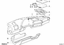 Verkl.Instrumententafel/Beifahrerairbag diagram for BMW 7 Series E32 750iL