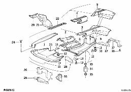 Wärmeisolierung/Abschirmung Motorraum diagram for BMW 7 Series E32 750iL