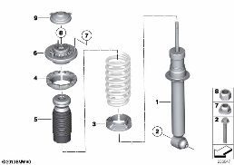 REAR SPRING STRUT MOUNTING PARTS diagram for BMW 6 Series F12 LCI 650i