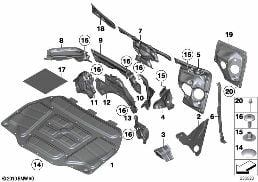 NOISE INSULATION, FRONT I diagram for BMW 5 Series F07 GT LCI 530dX