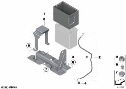 BATTERY HOLDER AND MOUNTING PARTS diagram for BMW 6 Series F06 Gran Coupé 640dX