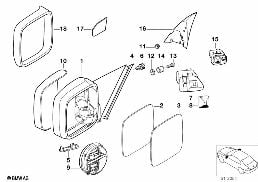 OUTSIDE MIRROR diagram for BMW 3 Series E36 323i