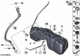 FUEL TANK/MOUNTING PARTS diagram for BMW X3 F25 35iX
