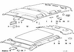 ROOF TRIM-HEADLINING MOULDED/HANDLE diagram for BMW 5 Series E34 M5