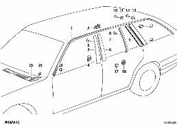 EXTERIOR TRIM / GRILL diagram for BMW 5 Series E34 M5
