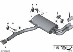 EXHAUST SYSTEM, REAR diagram for BMW X3 F25 35iX